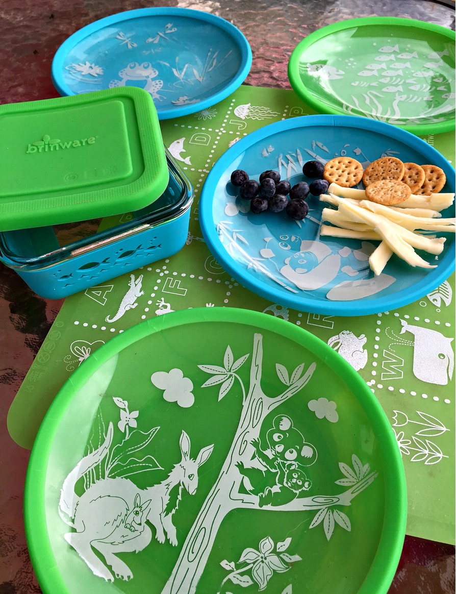 Brinware Kid Friendly Glass Plates Crunchy Beach Mama