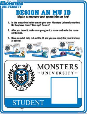 Monsters University Activity Page