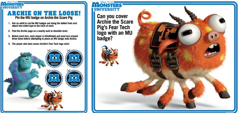 Monsters University Activity Page