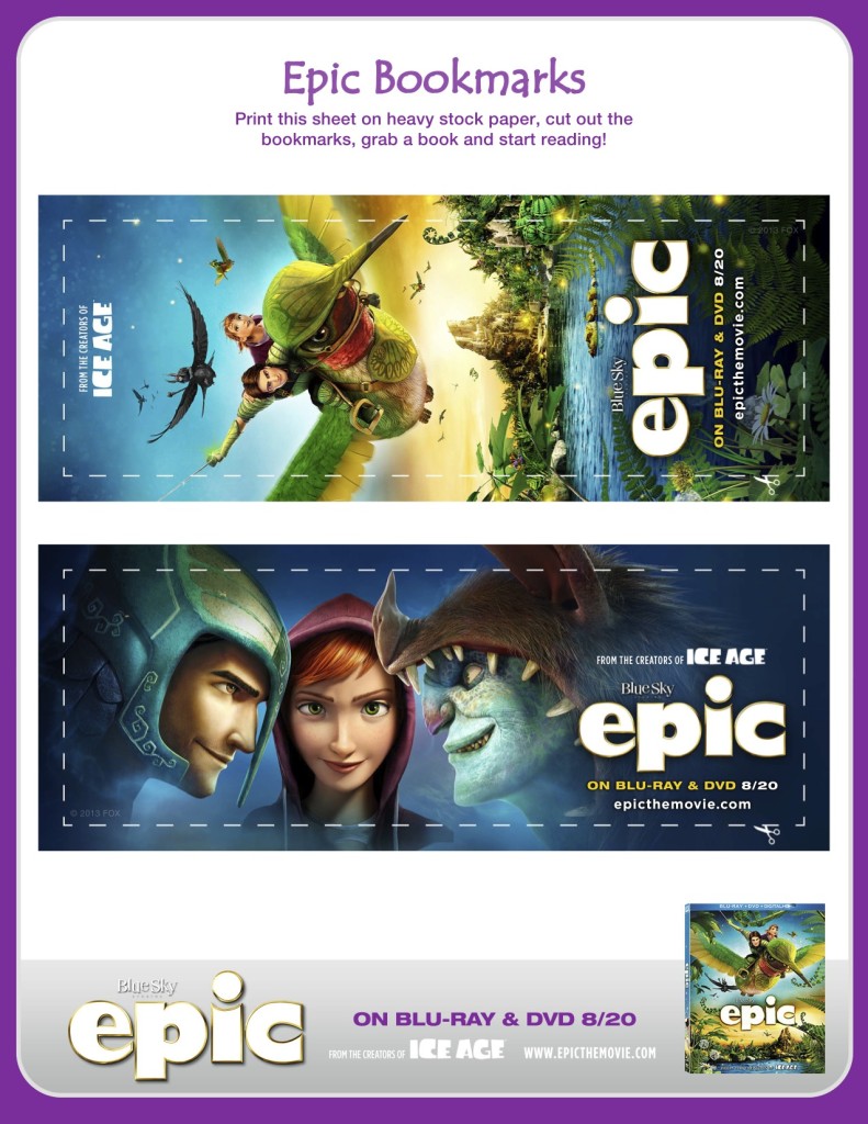 Epic Movie Printables  Epic Bookmarks