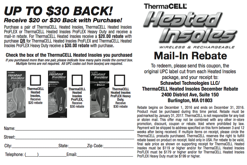 ThermaCell Heated Insoles Rebate