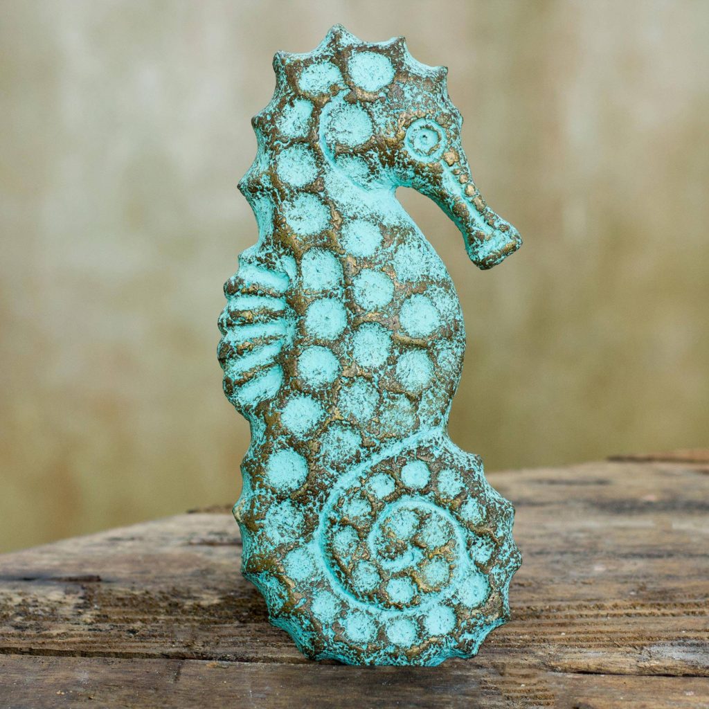 recycled seahorse wall sculpture